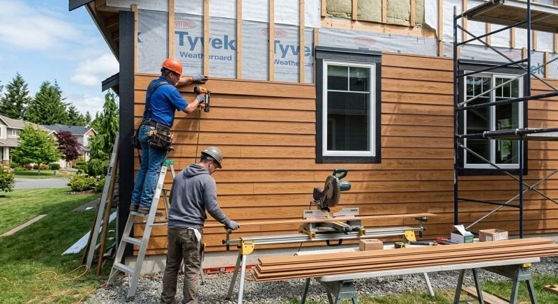 Faux Wood Siding Installation